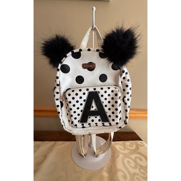A Signature Justice Kids Backpack With Polka Dots & Furry Ears - Picture 5 of 14